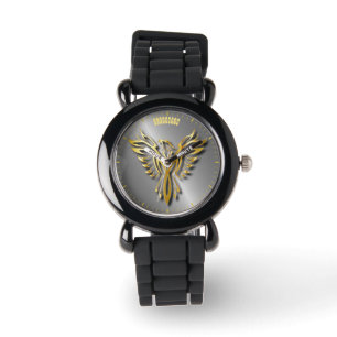 Rising Golden Phoenix Gold Flames With Shadows Watch