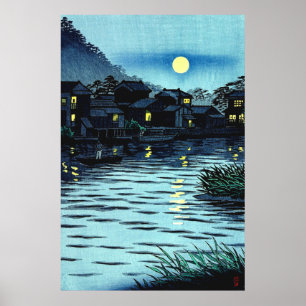 Rising Moon at Katase River Kasamatsu Shiro 1953 Poster