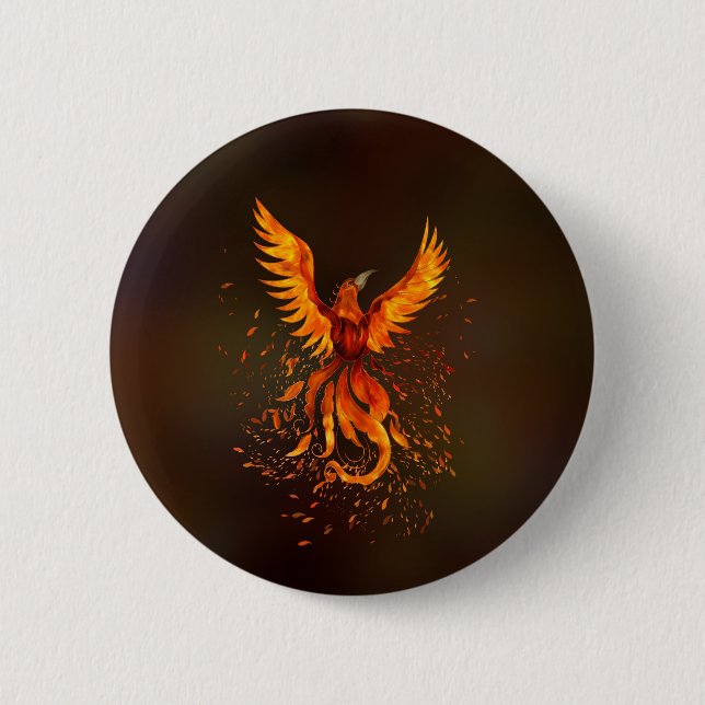 Rising Phoenix Bird 6 Cm Round Badge (Front)