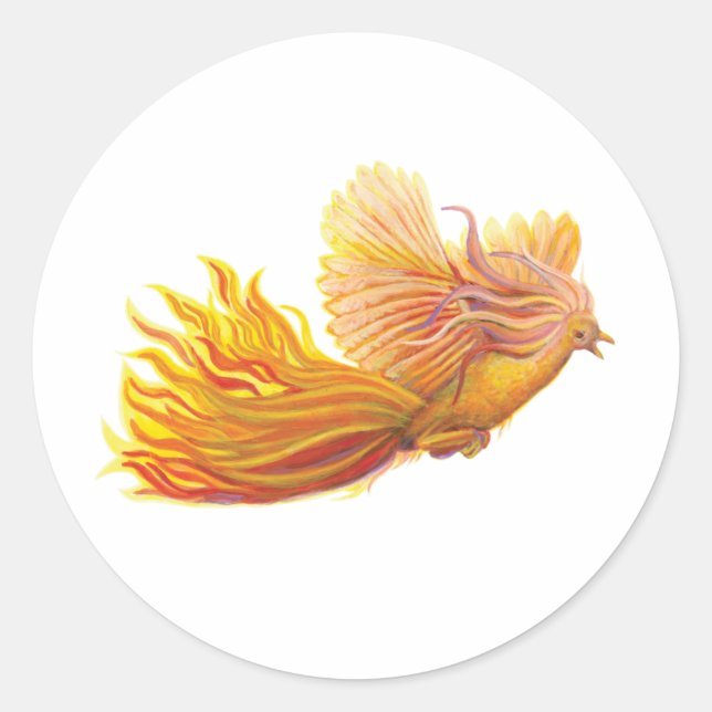 Rising Phoenix Bird   Classic Round Sticker (Front)