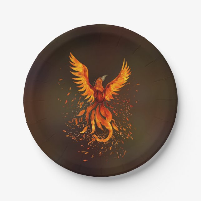 Rising Phoenix Bird Paper Plate (Front)