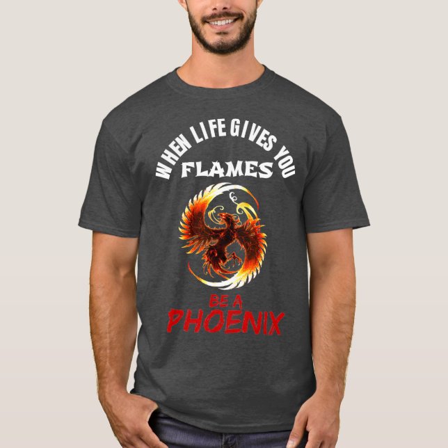 Rising Phoenix Flames Fire Bird Mythical Rebirth T-Shirt (Front)