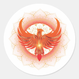 Rising Phoenix Mandala Classic Round Sticker