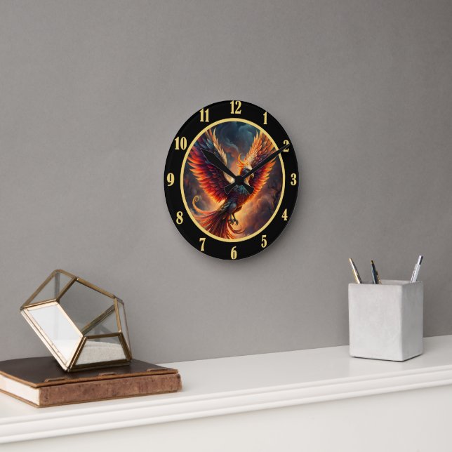 Rising Phoenix Round Clock (Office)