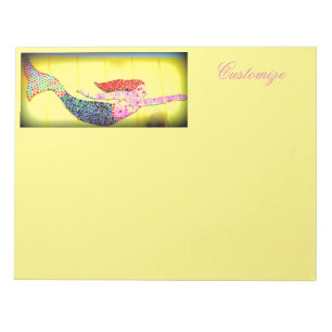 rising pink mosaic mermaid notepad