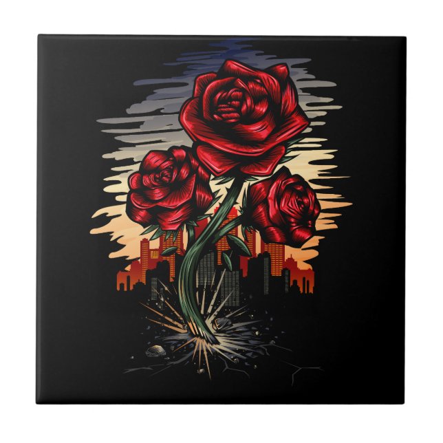 Rising Rose Ceramic Tile (Front)