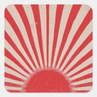 Rising Sun Background – Retro Vintage Rays Square Sticker