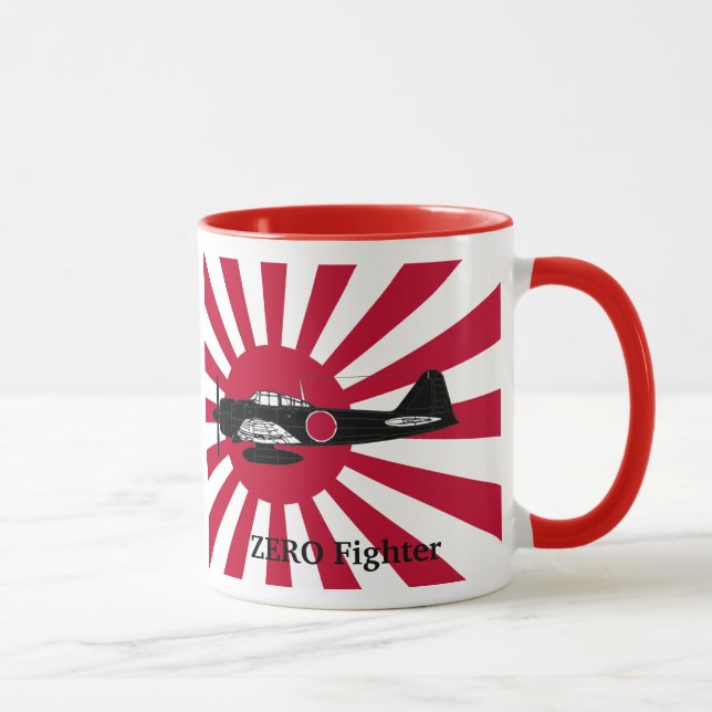 Rising sun flag and Zero Fighter Mug (Right)