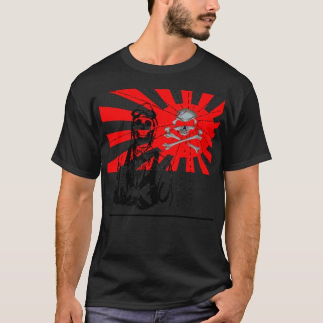 Rising Sun, Kamikaze Pilot, GothicSkullTattoo T-Shirt (Front)