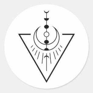 rising sun moon phases classic round sticker