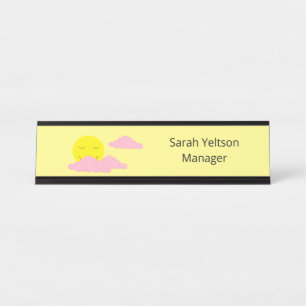 Rising Sun with Pink Clouds: Light Yellow Desk Name Plate
