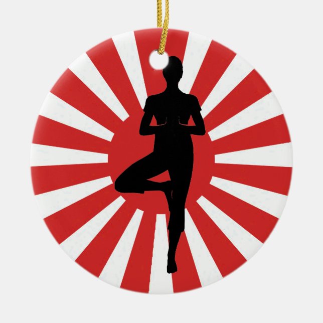 rising sun  yoga 3 ceramic tree decoration (Front)
