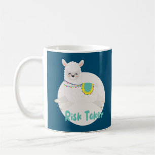 Risk taker Kawaii funny happy white llama jumping Coffee Mug