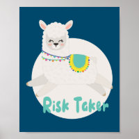 Risk taker Kawaii funny happy white llama jumping 
