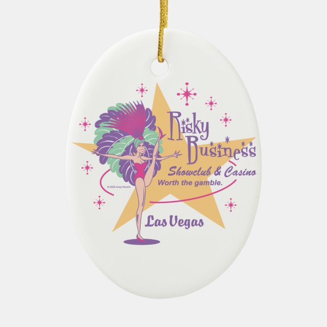 Risky Business Las Vegas Showgirl Ceramic Ornament (Front)