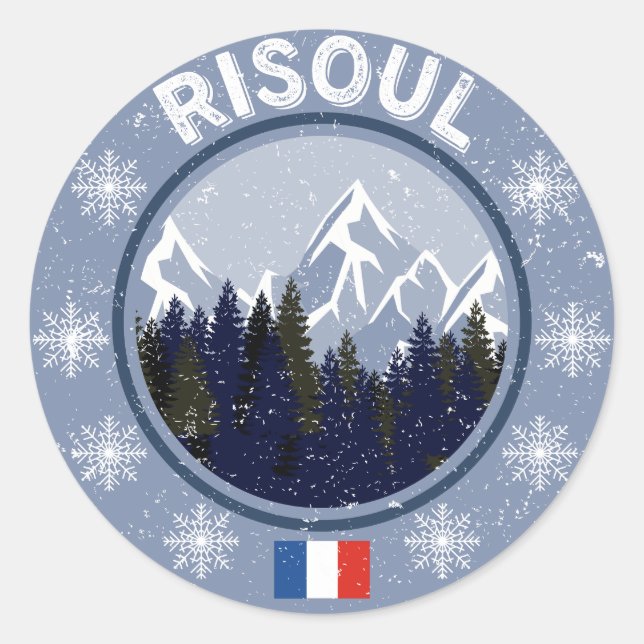 Risoul Ski Resort Classic Round Sticker (Front)