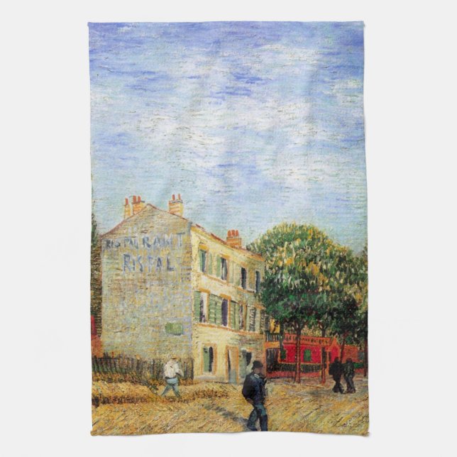 Rispal Restaurant at Asnieres by Vincent van Gogh Tea Towel (Vertical)