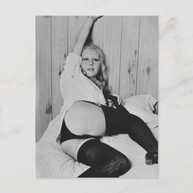 Risque vintage lingerie model postcard (Front)