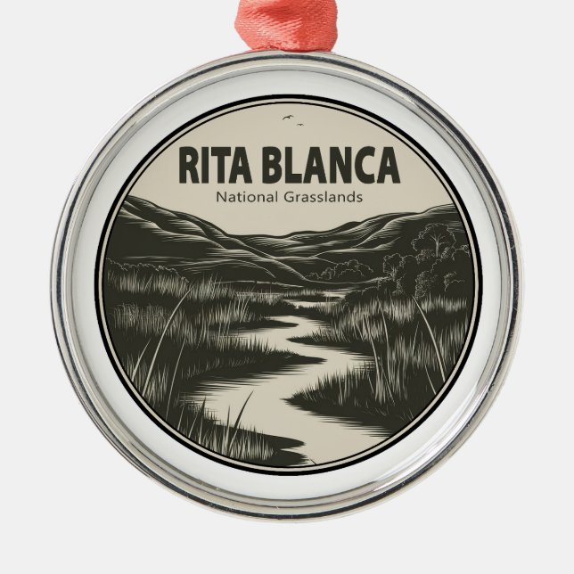 Rita Blanca National Grasslands Stream Metal Ornament (Front)