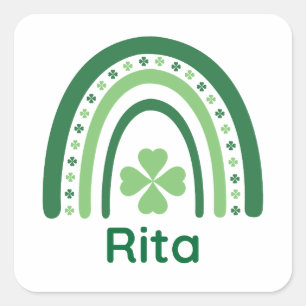 Rita Name Clover Boho Rainbow Square Sticker