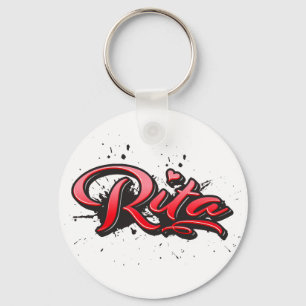 Rita red Heart Graffiti Schlüsselanhänger Key Ring