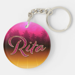 Rita Vorname Name golden pink Schlüsselanhänger Key Ring