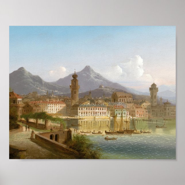 Riva on Lake Garda | Johann Wilhelm Jankowsky Poster (Front)