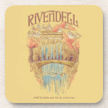 RIVENDELL™ Fellowship Watercolor Illustration Coaster<br><div class="desc">Escape to the hidden valley of Rivendell™ with this enchanting Lord of the Rings™ design inspired by the beauty and serenity of the Elven refuge. Featuring graceful bridges, cascading waterfalls, and elegant architecture nestled among autumn-kissed trees, this artwork captures the peaceful majesty of the Last Homely House. The Fellowship travels...</div>