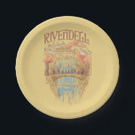 RIVENDELL™ Fellowship Watercolor Illustration Paper Plate<br><div class="desc">Escape to the hidden valley of Rivendell™ with this enchanting Lord of the Rings™ design inspired by the beauty and serenity of the Elven refuge. Featuring graceful bridges, cascading waterfalls, and elegant architecture nestled among autumn-kissed trees, this artwork captures the peaceful majesty of the Last Homely House. The Fellowship travels...</div>