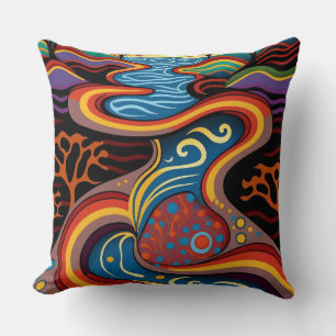 River, Aboriginal, dreamtime. Cushion