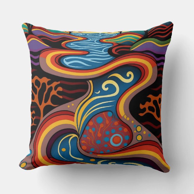 River, Aboriginal, dreamtime. Cushion (Front)