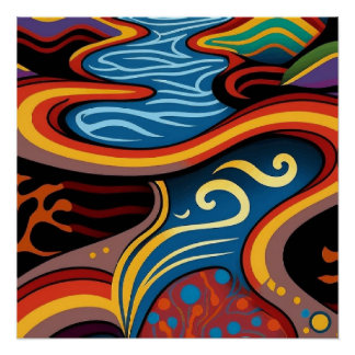 River, Aboriginal, dreamtime. Poster