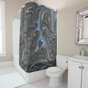 River Abstract Painting Best landscape abstract Shower Curtain