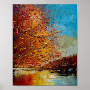 River, abstract painting. poster