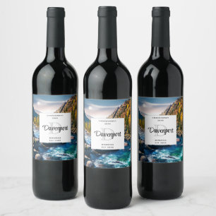 River and Mountains Photo Monogram Wine Making Label