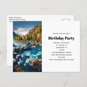 River and Mountains Scenic Photo Birthday Invitation Postcard