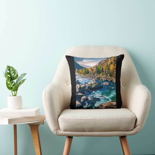 River and Mountains Scenic Photo Cushion (Chair)