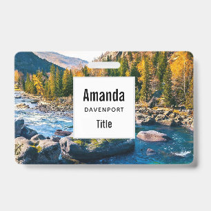 River and Mountains Scenic Photo ID Badge