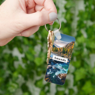 River and Mountains Scenic Photo Key Ring