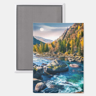 River and Mountains Scenic Photo Magnet