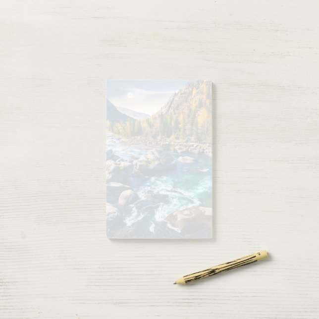 River and Mountains Scenic Photo Post-it Notes (On Desk)