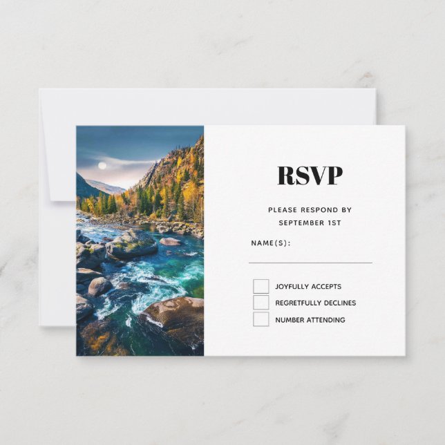 River and Mountains Scenic Photo RSVP Card (Front)
