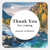 River and Mountains Scenic Photo Wedding Thank You