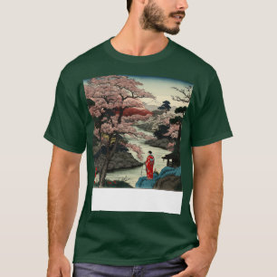 River and Sakura ukiyoe T-Shirt