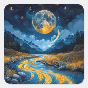 River and Woodlands Square Sticker
