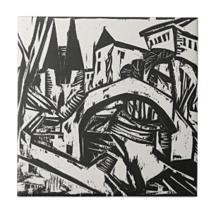 River Bank at Elisabeth by Ernst Ludwig Kirchner Ceramic Tile