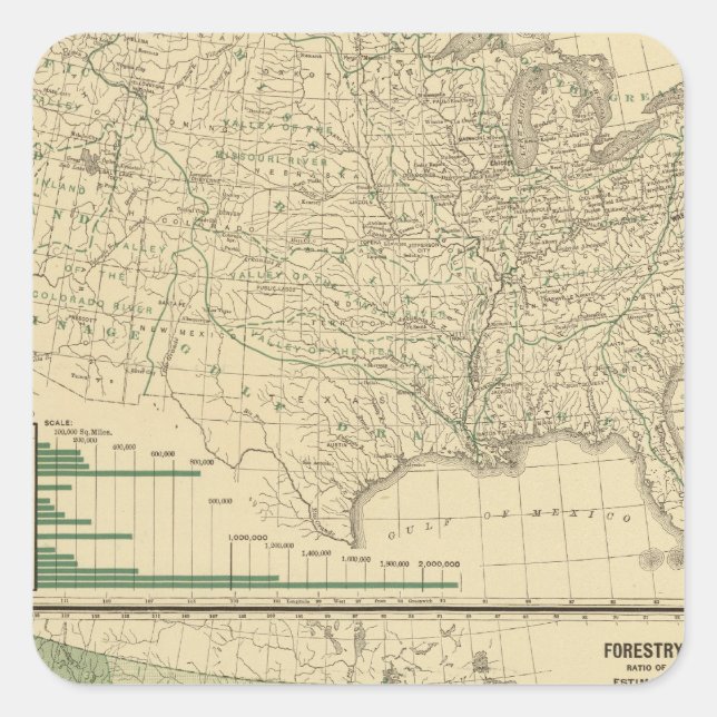 River basins, Forestry Square Sticker (Front)