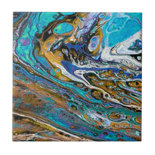 River Beach, water and stones abstract Ceramic Tile