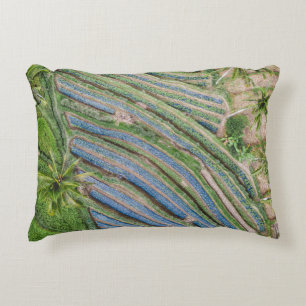 River between coconut trees painting decorative cushion