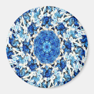 River blue white black mandala abstract magnet